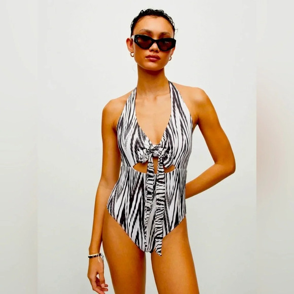 ALLSAINTS Allie Carmen Tie Front Swimsuit - Picture 1 of 8